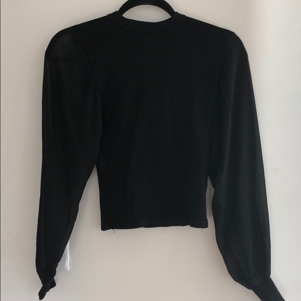 Black long sleeve top with mesh sleeves